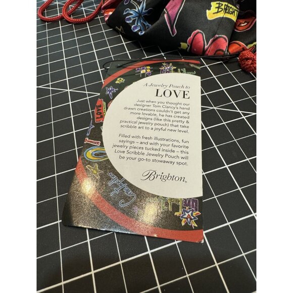 Brighton Love Scribble Jewelry Pouch Drawstring Bag Colorful Print Lip Heart Des - Picture 3 of 4